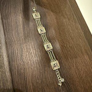 Brighton Vintage 2-Tone Square Link Live Laugh Love Dream Bracelet